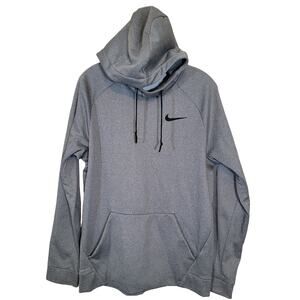 Nike Mens Therma-Fit Pullover Hooded Sweatshirt Embroidered Logo Gray Size Large